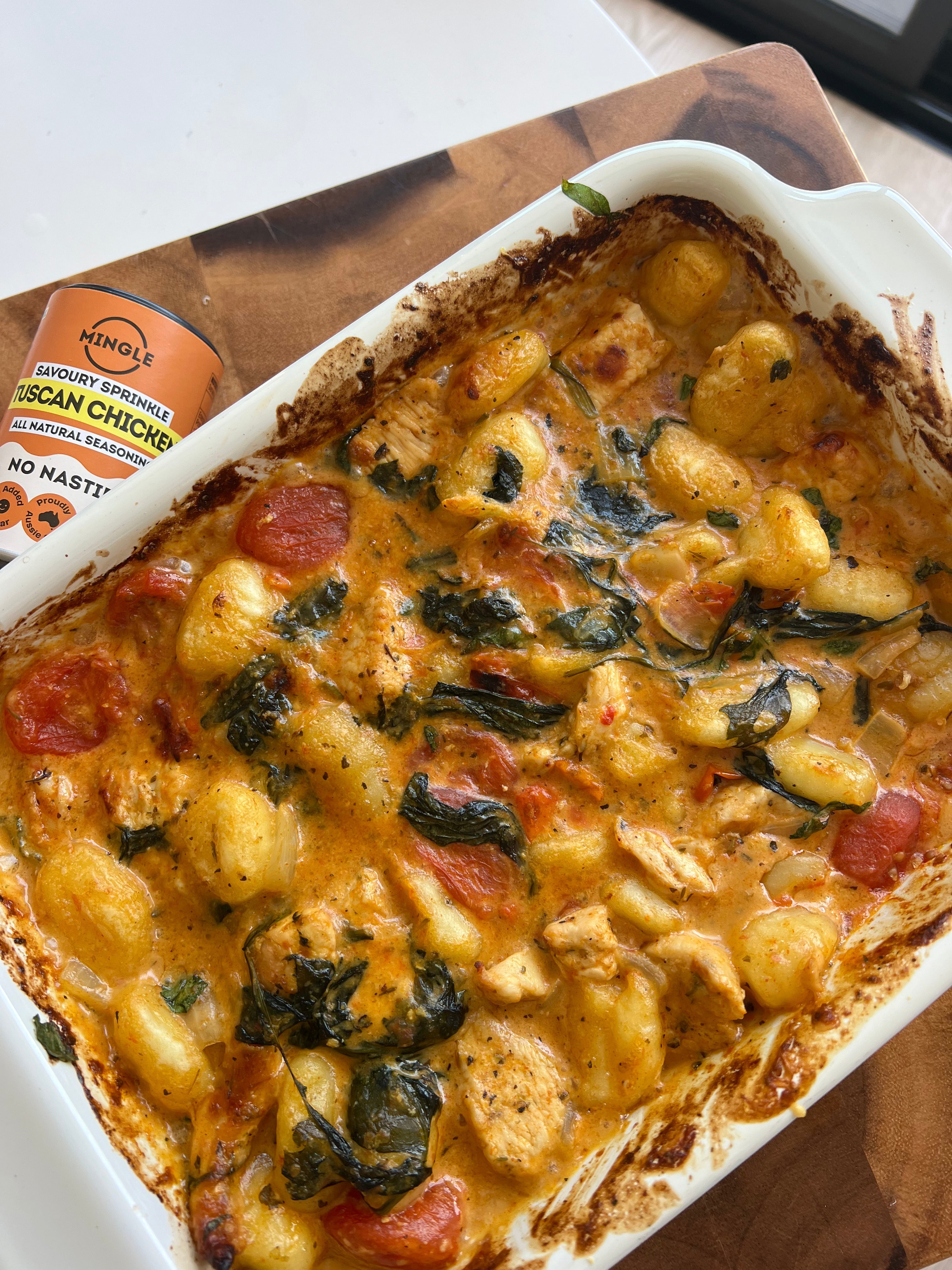 Creamy Tuscan Chicken Gnocchi Bake - Mingle Seasoning