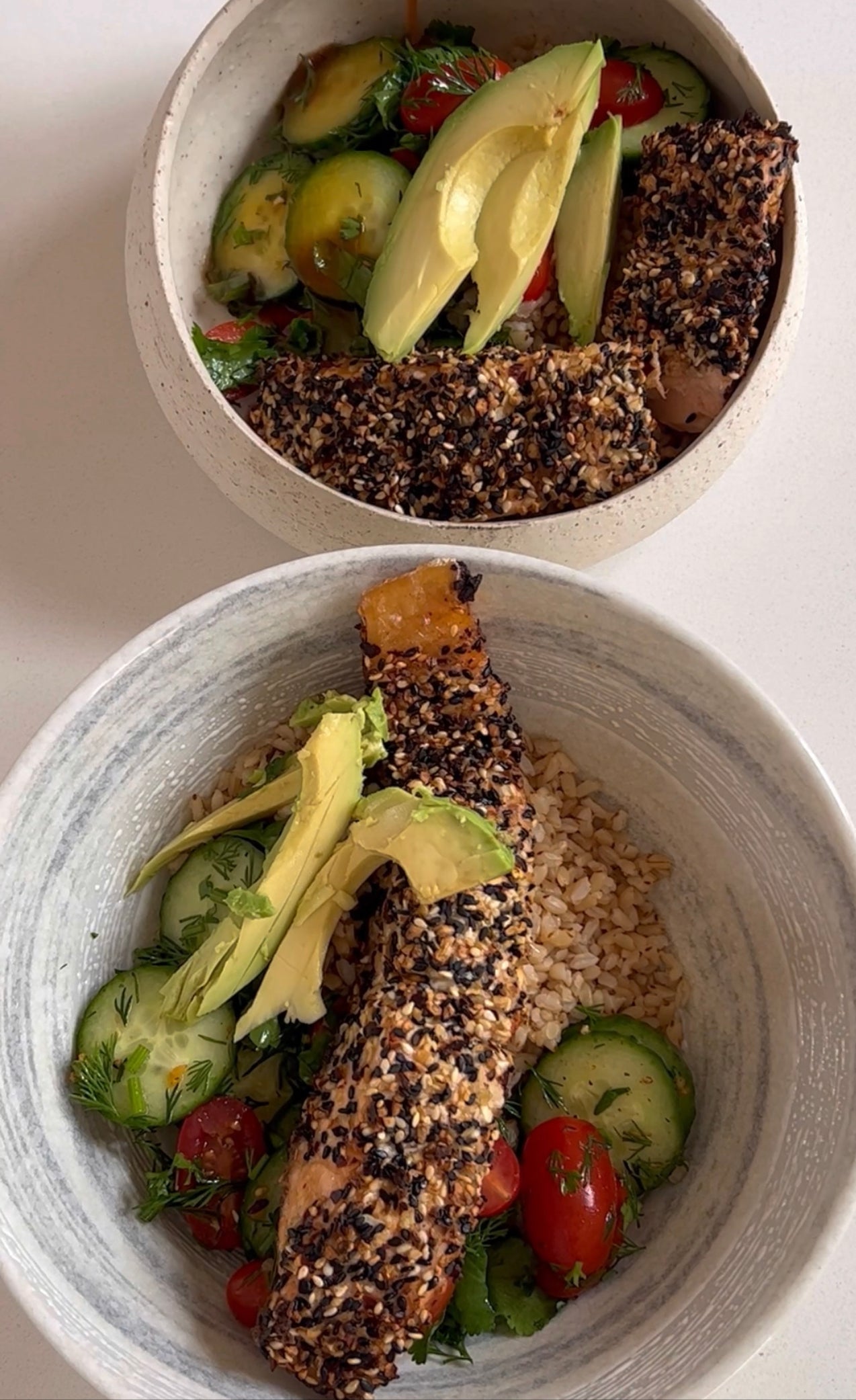 Mingle's Spicy Salmon Delight Bowl: Bagel Edition!