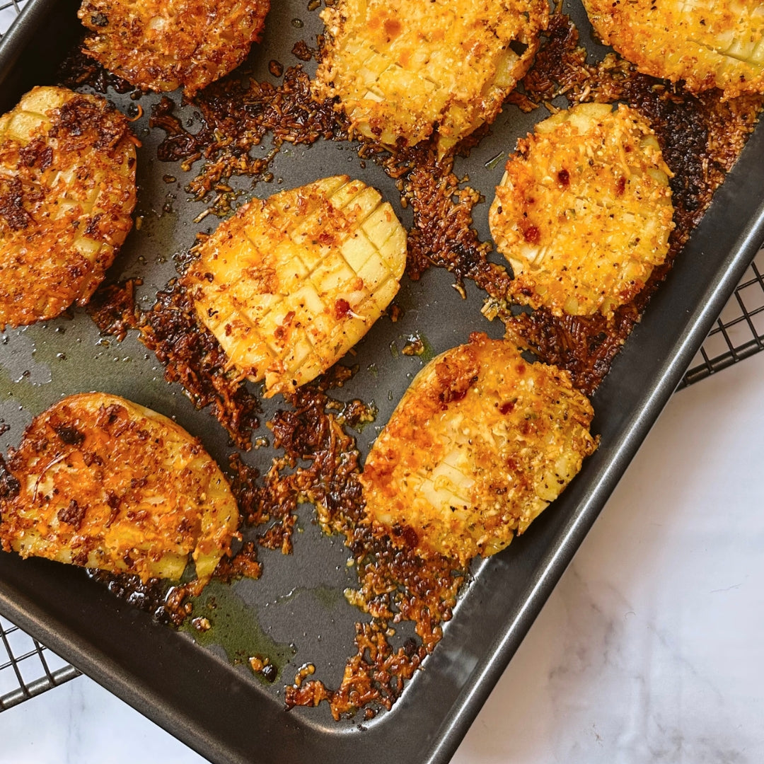 Citrus Pepper Smashed Parmesan Potatoes