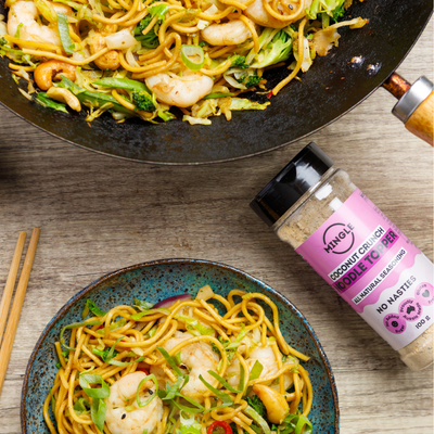 Quick Prawn Noodles with Mingle's Noodle Topper