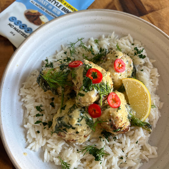 Creamy Greek Style Chicken Meatballs