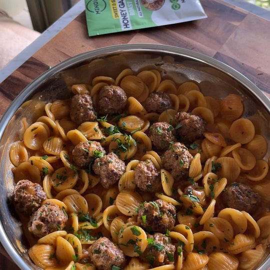 Creamy Honey Garlic Meatball Pasta