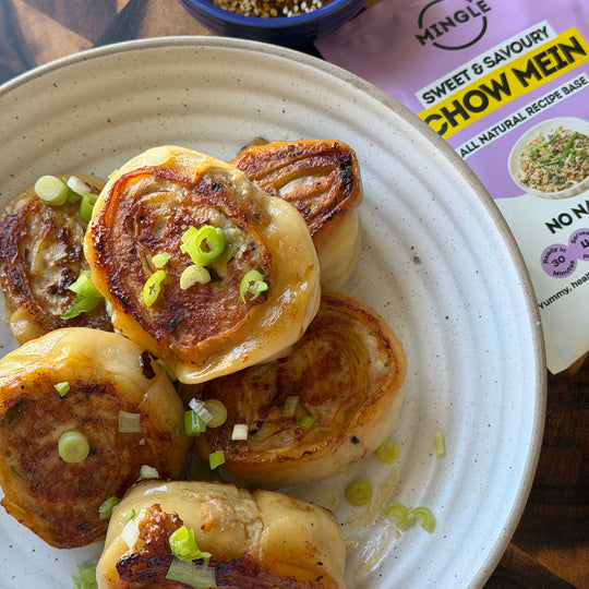 Chow Mein Chicken Dumpling Pinwheels