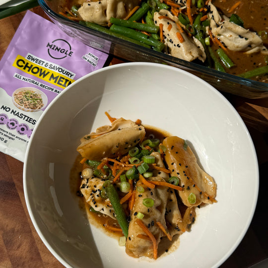 Chow Mein Dumpling Bake