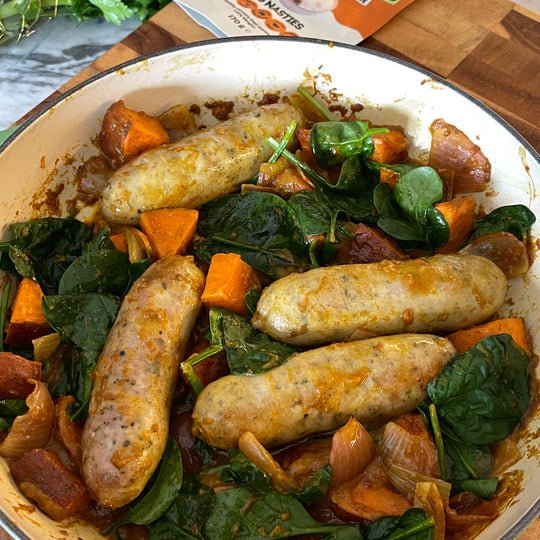 One Pan Curried Sausages and Vegetables