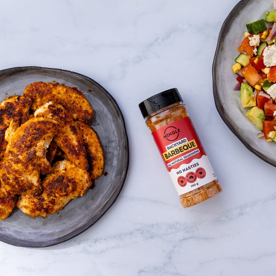 BBQ Chicken Tenders with Rainbow Salad
