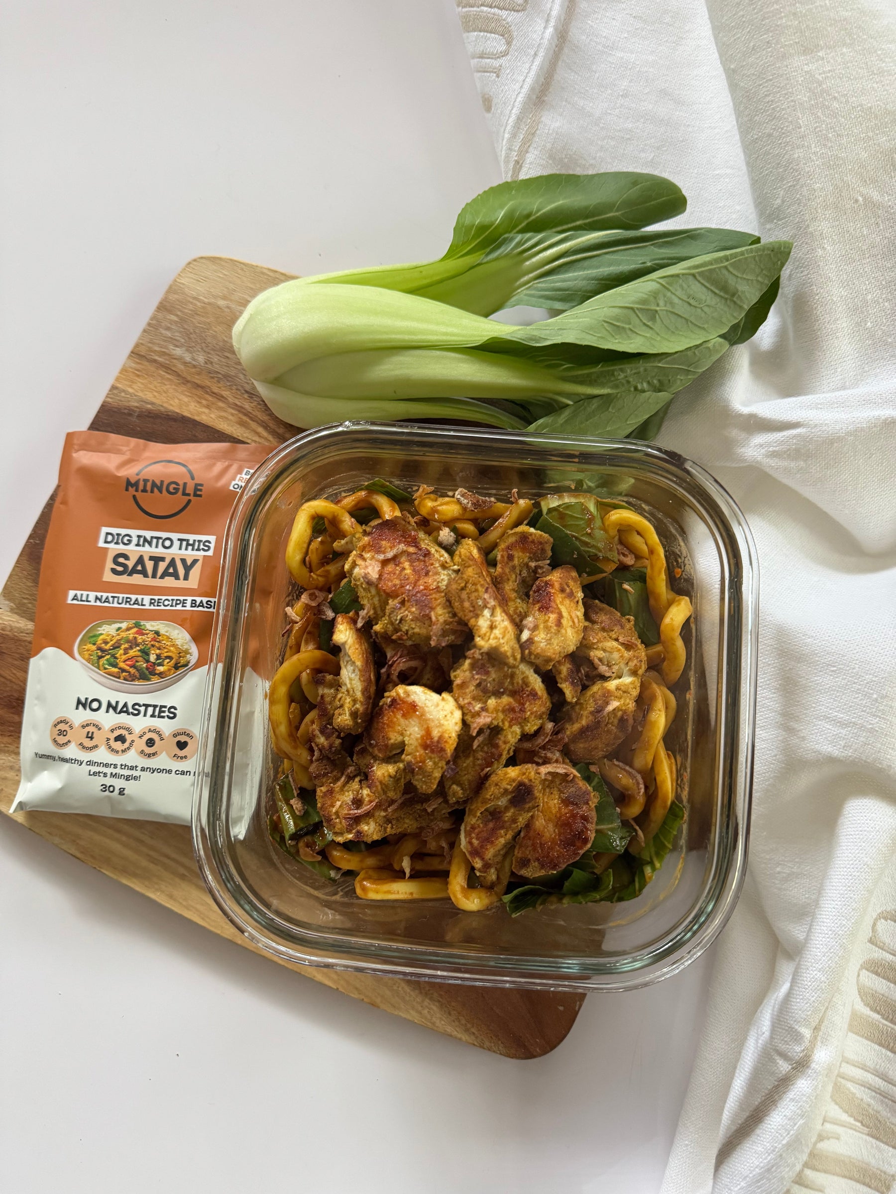 Spicy Peanut Butter Satay Chicken Noodles