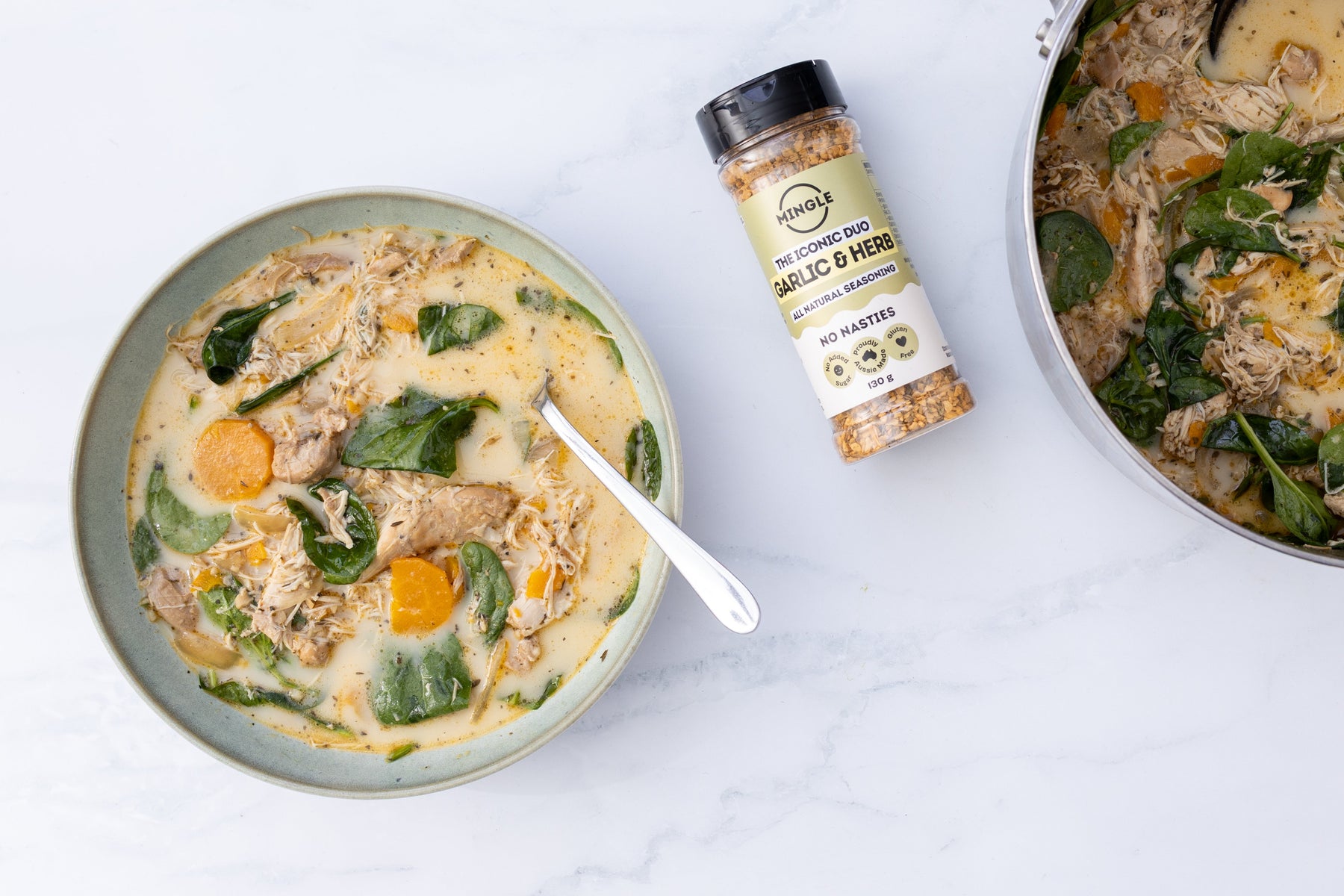 Creamy Garlic & Herb Slow Cooker Chicken Soup