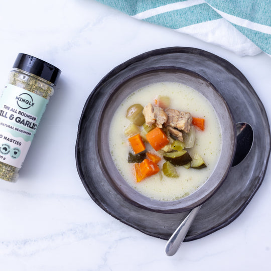 Slow Cooked Creamy Ranch Chicken & Veggie Soup