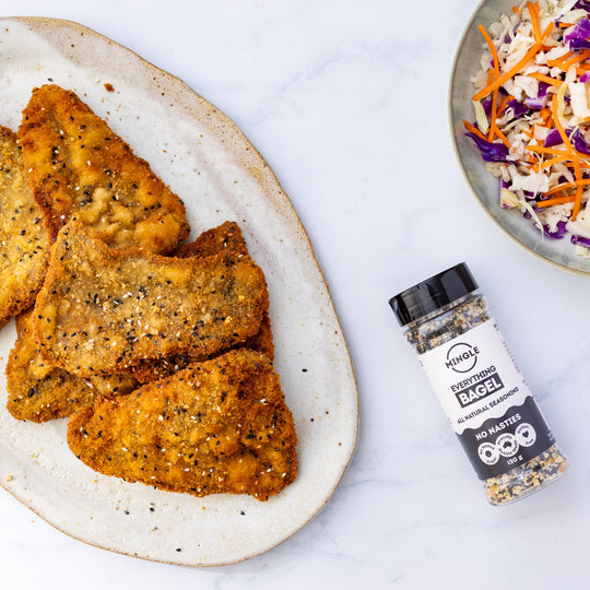Beef/Chicken or Tofu Schnitzels with Crunchy Slaw