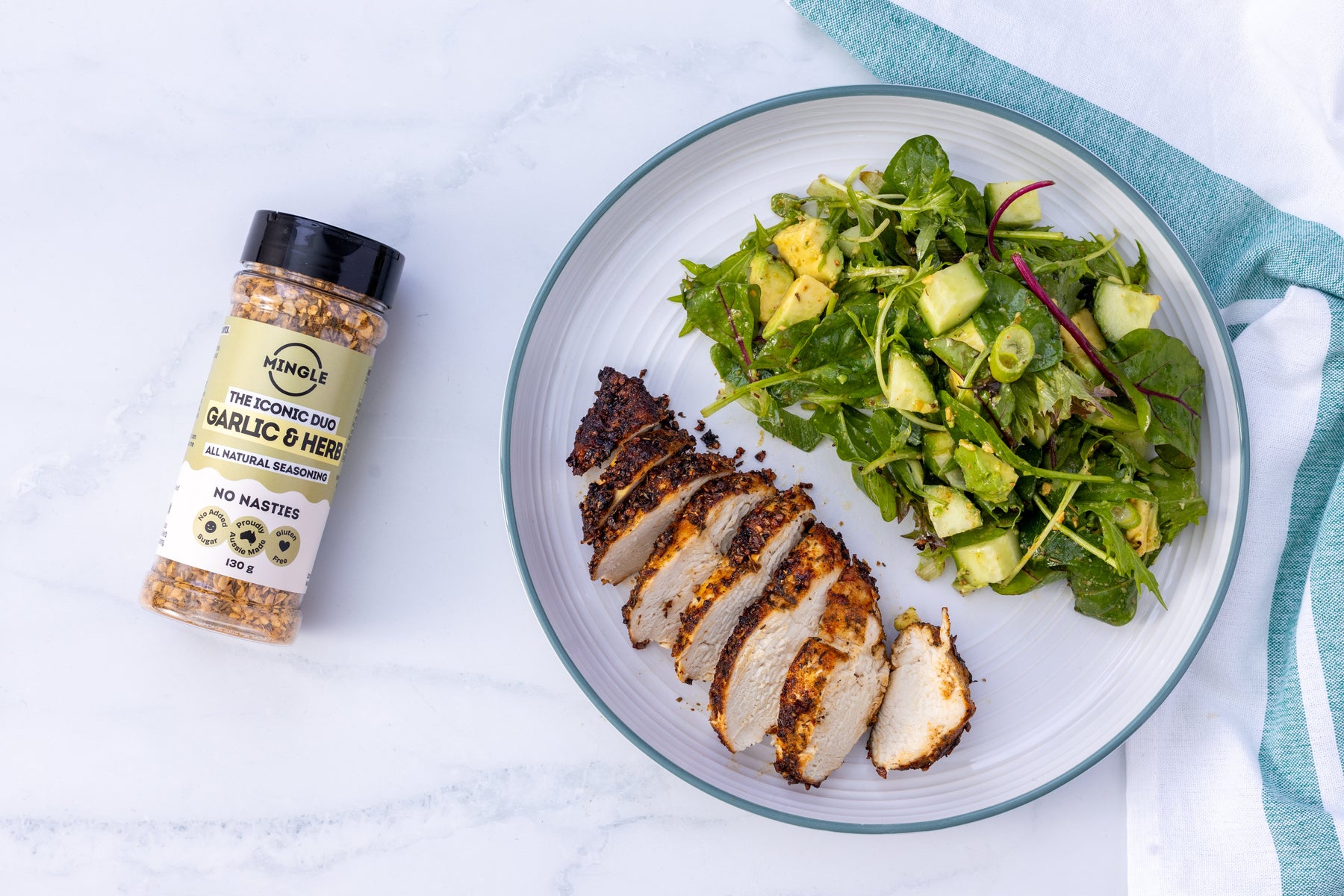 Garlic & Herb Chicken Green Salad (Air Fryer Version)
