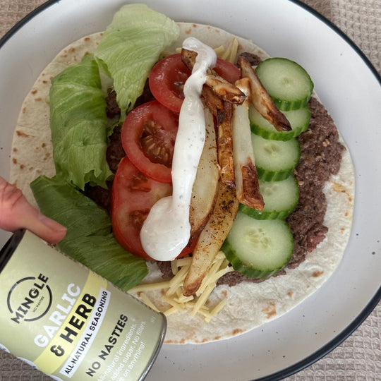 Mingle's Greek-Style Smashed Burger Wrap