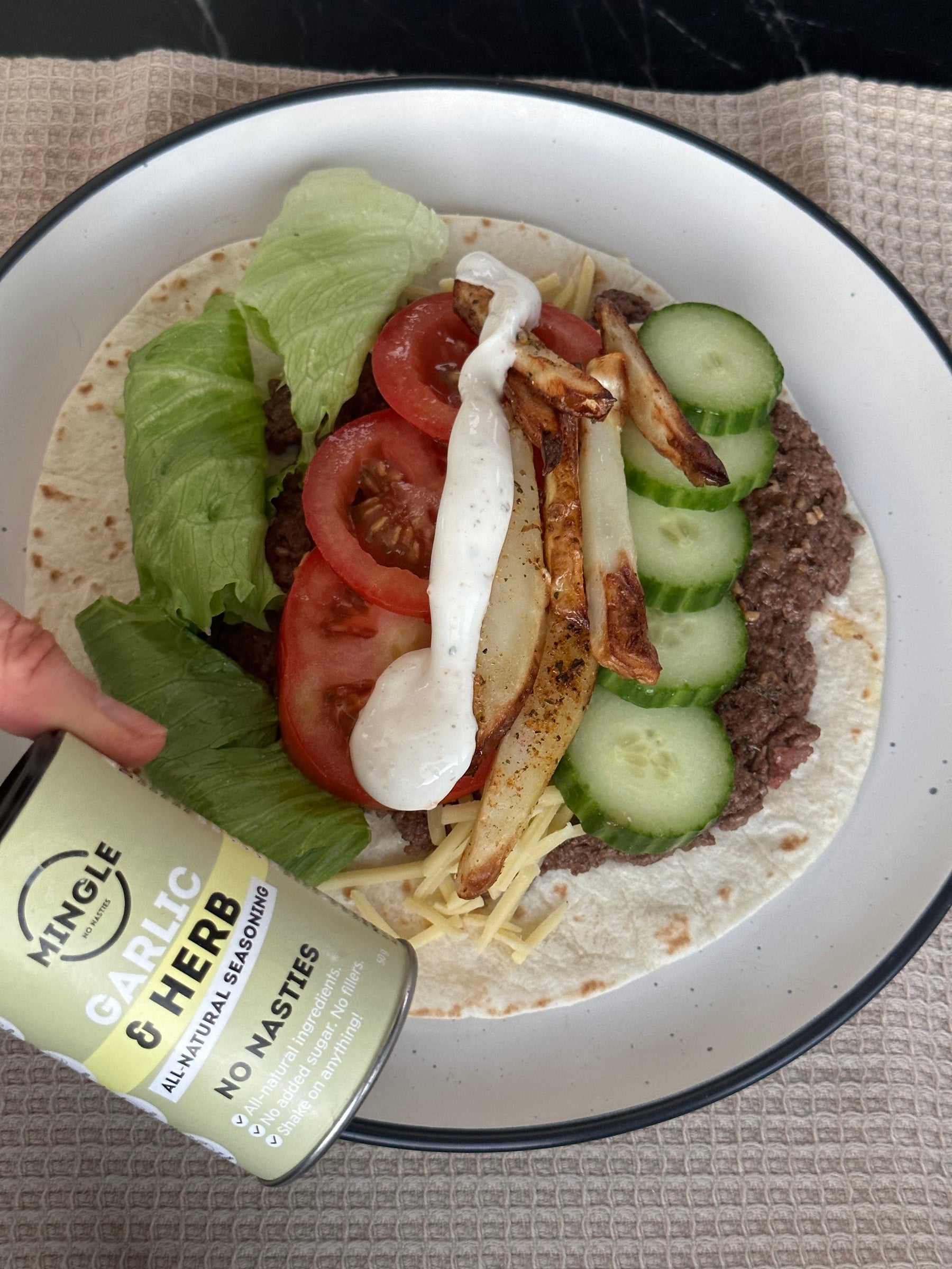 Mingle's Greek-Style Smashed Burger Wrap