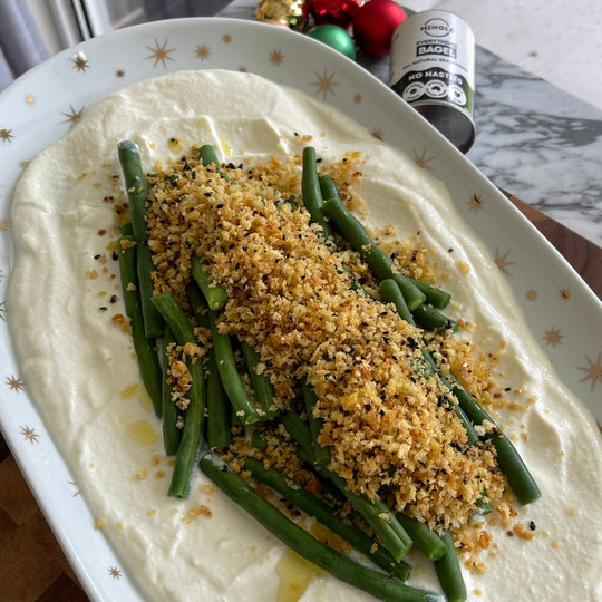Green Beans with Whipped Ricotta + Everything Bagel