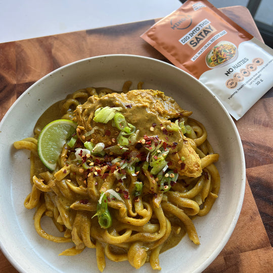 One Pan Chicken Satay Udon Noodles
