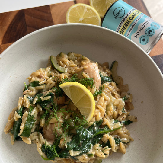 Creamy Greek Garlic Chicken Orzo