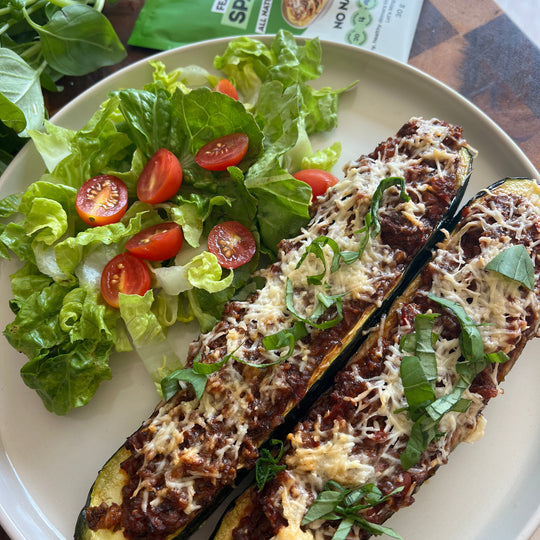 Spag Bowl Zucchini Boats