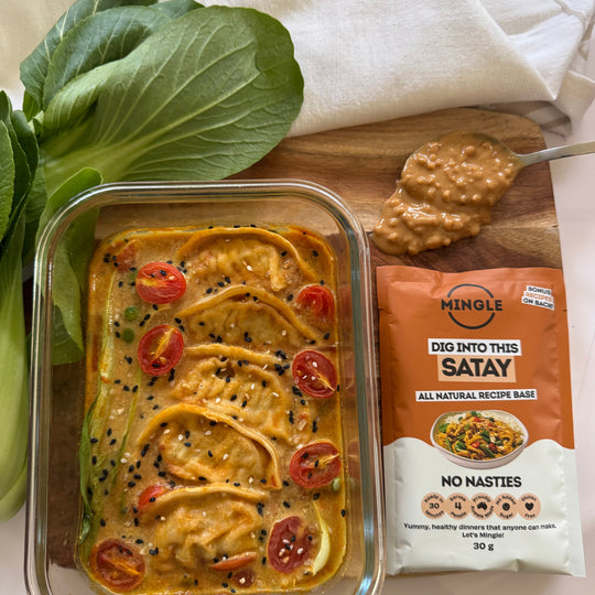 Satay Dumpling Bake