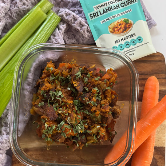 Sri Lankan Slow Cooked Beef & Lentil Meal Prep Bowl
