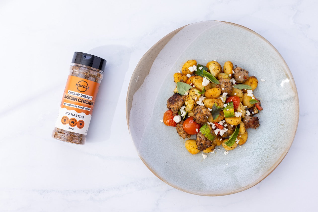 Tuscan-Style Italian Sausage Baked Gnocchi with Veggies