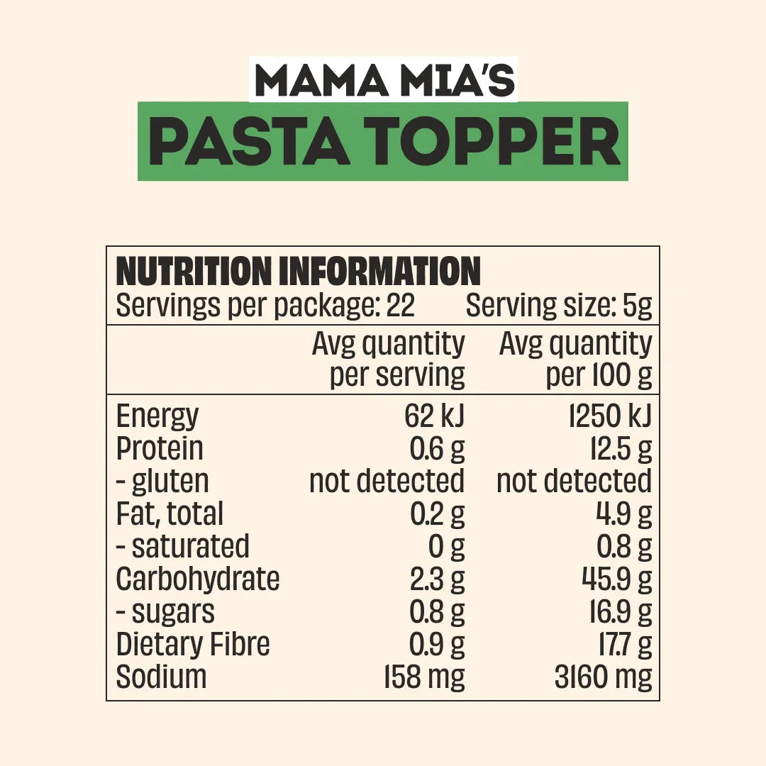 NEW MAMA MIA'S PASTA TOPPER LARGE BOTTLE