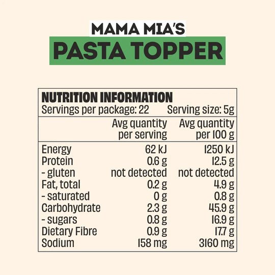 NEW MAMA MIA'S PASTA TOPPER LARGE BOTTLE
